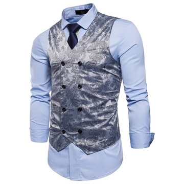 Mens Extra Silk Vest Party Wedding Paisley Solid