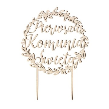 TOPPER na tort Pierwsza Komunia BOTANICZNY