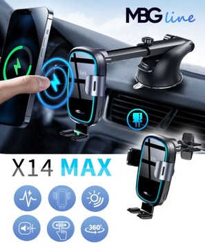 MOCNY UCHWYT SAMOCHODOWY NA TELEFON ŁADOWARKA INDUKCYJNA BEZPRZEWODOWA AUTO