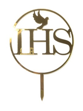 ТОПЕР ДЛЯ ТОРТА СВЯТОГО ПРИЧАСТИЯ IHS GOLD MIRROR