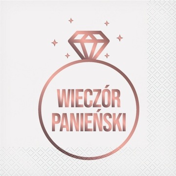 Serwetki Wieczór Panieński (białe), certyfikat FSC, 33x33 cm/ 20 szt.
