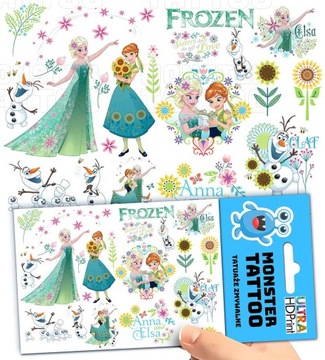 TATUAŻE ZMYWALNE TYMCZASOWE DLA DZIECI FROZEN KRAINA LODU WZORY ORYGINALNE