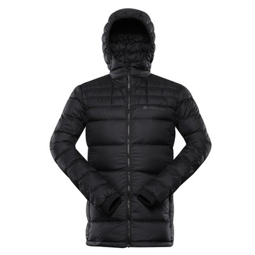ALPINE PRO Kurtka męska puchowa z kapturem Rogit czarny r.XL