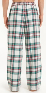 TEZENIS spodnie piżama męska dół krata zielony/kremowy flanela XL