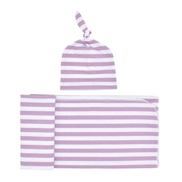Adjustable Baby Infant Striped Blanket Towel Hat Unisex , , as Purple