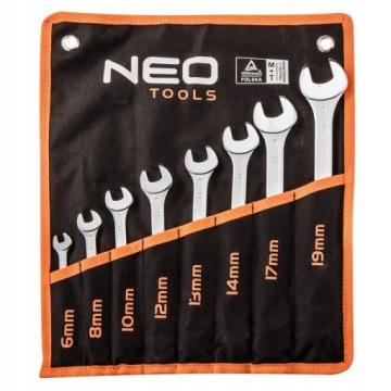NEO TOOLS Торцевые ключи 1/4 CrV 46 эл + Торцевые ключи 6-19 мм 8x