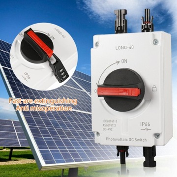 Главный выключатель поверхностного монтажа постоянного тока 32 А для питания фотоэлектрических панелей напряжением 1000 В