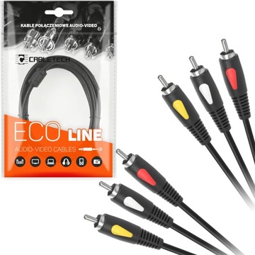 KABEL PRZEWÓD AUDIO VIDEO Cabletech 3x RCA (cinch) - 3x RCA (cinch) 3 m