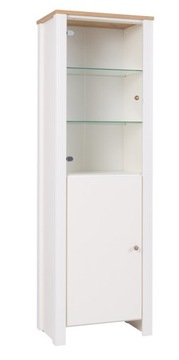 Komoda witryna BERG 11 65/201/41 crem/dąb złoty z oświetleniem strona lewa