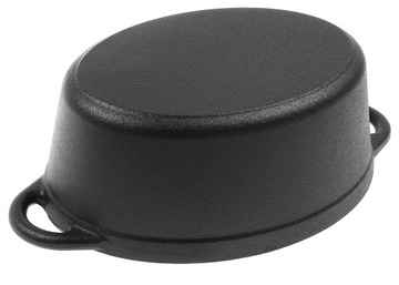 Чугунная сковорода ОВАЛЬНАЯ GOOO ЧЕРНАЯ кастрюля С КРЫШКОЙ ИНДУКЦИЯ 4,7 л