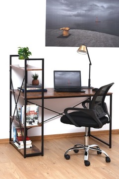 Biurko loft z dostawką regał MDF 120x60x75/122 cm
