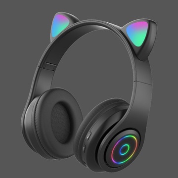 Беспроводные накладные наушники Greifen, НАУШНИКИ CAT EAR, ЧЕРНЫЕ