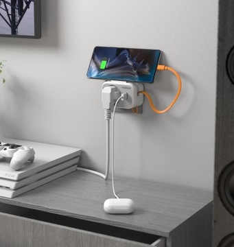 АДАПТЕР СЕТЕВАЯ РОЗЕТКА 3-в-1 + USB + USB-C АДАПТЕР ДЛЯ ДВИЖЕНИЯ СКОРОСТИ