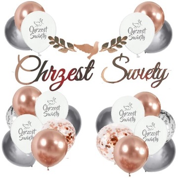 Balony na Chrzciny CHRZEST ROSE GOLD
