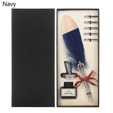1Set Luxurious Wax Seal Stamp Quill Pen Ink Set Vintage Feather Dip Pen