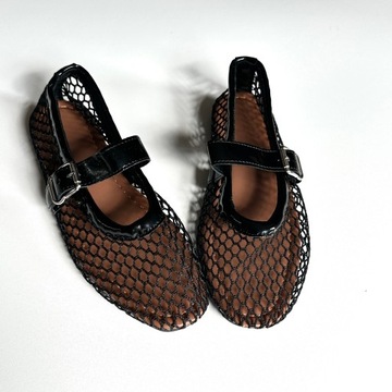 Сетчатые балетки с сетчатыми ремешками и пряжкой 39