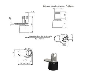Stoper do drzwi szklanych z regulacją czarny
