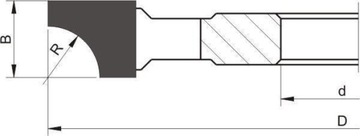 Фреза четвертькруглая Д-125 д-30 З-4 HSS Р-10 Левая