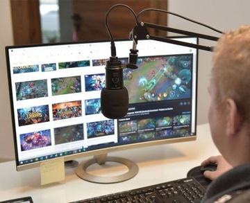 MIKROFON DO KOMPUTERA POJEMNOŚĆIOWY USB + RAMIE BIURKOWE POP FILTR