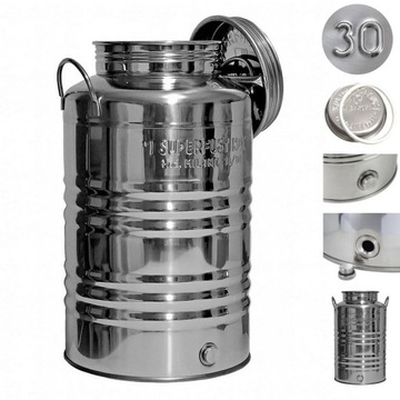 BECZKA stal INOX 30L bańka pojemnik kanister na wodę źródlaną pitną czystą