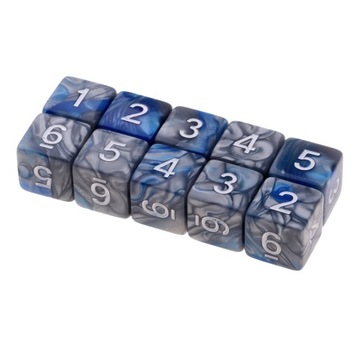 10pcs D6 POLYHEDRAL mm Set Double Colors Six Sided Blue+Gray