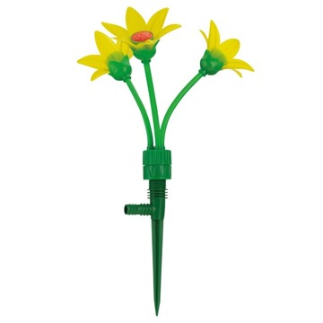 Разбрызгиватель садовый с 3 цветами и фонтаном.