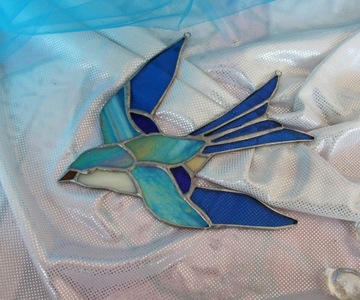 Витраж Тиффани ласточка подарок синяя птица