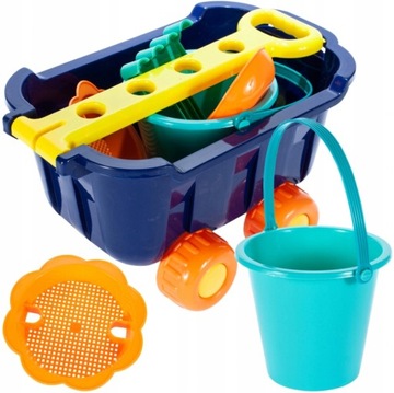 НАБОР ИГРУШЕК, ПЕСОЧНИЦА, ПЕСОЧНИЦА ДЛЯ ПЛЯЖА, ФОРМЫ, ВЕДРО, 7 шт.