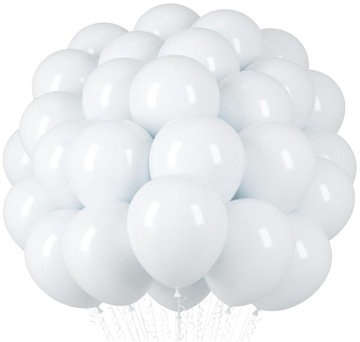Balony PASTELOWE BIAŁE 100 SZT 30CM MOCNE KOMUNIA ŚLUB WESELE URODZINY