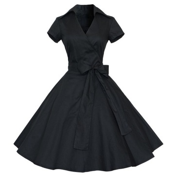 Kobieca Sukienka Retro Groszki Boho Styl Audrey Hepburn Francuski Flair