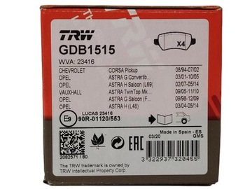 ЗАДНИЕ ДИСКИ + КОЛОДКИ TRW OPEL ASTRA GH 4 OPEN