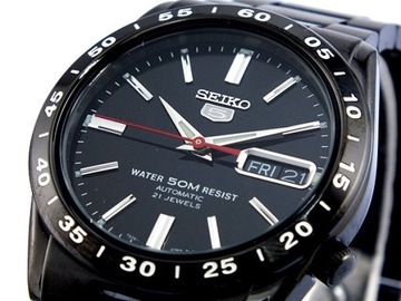 Seiko zegarek męski SNKE03K1 Automatyczny czarny z datownikiem CZARNY