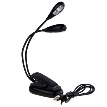 PODWÓJNA LAMPKA DIODY LED USB Z KLIPSEM DO CZYTANIA PRACY BEZPRZEWODOWA