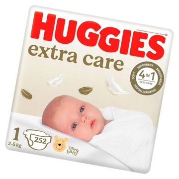 Pieluszki HUGGIES Extra Care Newborn rozmiar 1 2-5kg Hipoalergiczne 252 szt