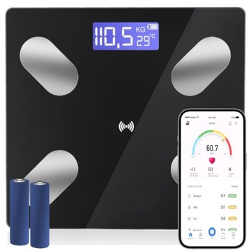 WAGA ŁAZIENKOWA ANALITYCZNA SMART SLIM 180KG ELEKTRONICZNA 25w1 SZKLANA IOS