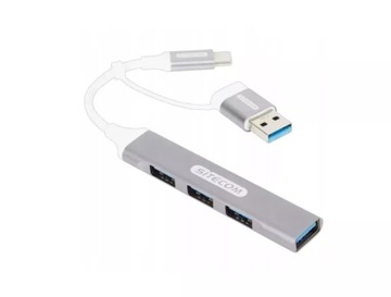PRZEJŚCIÓWKA HUB USB-C & USB-A DO 4 X USB-A SITECOM DO WINDOWS, APPLE MAC