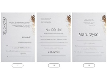 ZAPROSZENIA NA STUDNIÓWKĘ BAL STUDNIÓWKOWY PROJEKT MINIMALISTYCZNY ZŁOTE