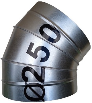 KOLANO SEGMENTOWE Ø 250/ 45° WENTYLACJA SPIRO