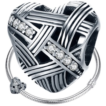 CHARMS SERCE LOVE koralik beads srebro próba 925