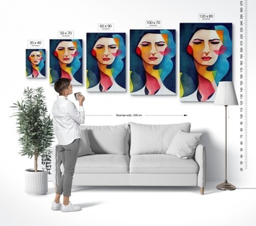 Картина на холсте гостиная спальня абстрактное лицо красочное ABST00067 60x90