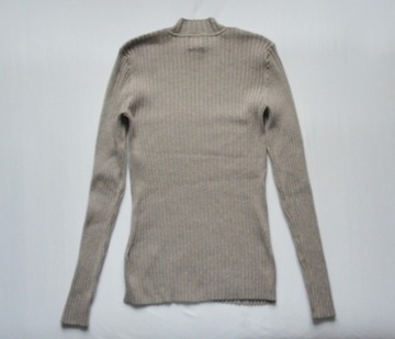 Sweter golf beżowy bury prążkowany dopasowany H&M 34/36