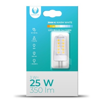 Żarówka LED G4 Corn 3W 12V AC/DC 3000K 300° 350lm