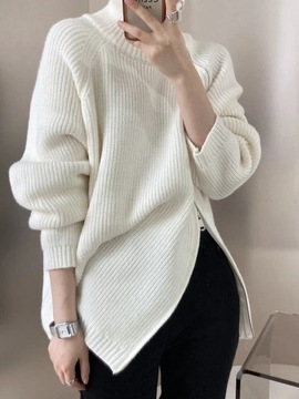 Women's Turtleneck Knitted Zipper Long Sweater Coa
