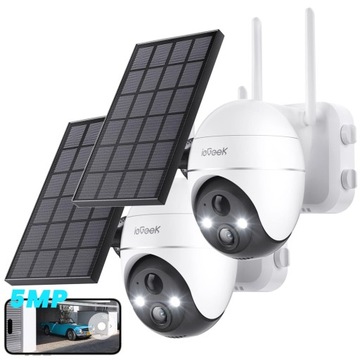2x Solarna Kamera Zewnętrzna Obrotowa IP WiFi 5MPx