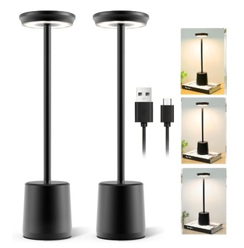 Metalowa lampka nocna LED Ładowana dotykowa lampka do sypialni 4800mAh,2szt