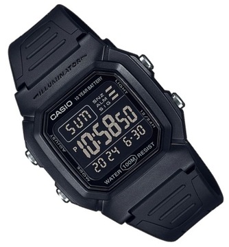Czarny zegarek sportowy na pasku Casio W-800H Wodoszczelny + GRAWER