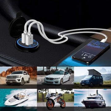 Двойное автомобильное зарядное устройство Meter USB USB PD30W QC3.0