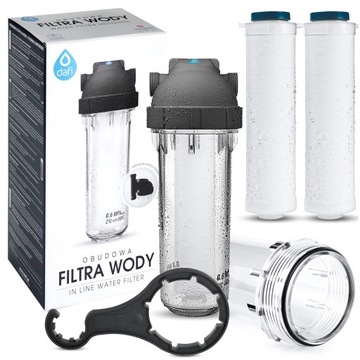 Filtr do wody przepływowy DAFI + 2 wkłady mechaniczne obudowa korpus 1