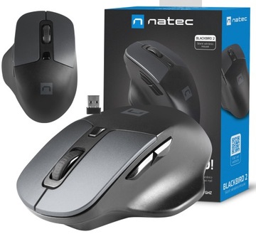 Myszka bezprzewodowa cicha Natec BLACKBIRD 2 Ergonomiczna Cichy klik