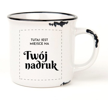 Kubek Camper Retro biały 280 ml, postarzany, z dowolnym nadrukiem